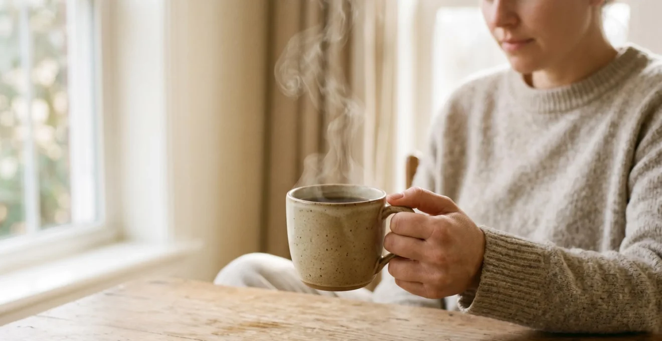 Un moment de pause thé ou café chaleureux dans une atmosphère apaisante et privilégiée