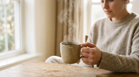 Un moment de pause thé ou café chaleureux dans une atmosphère apaisante et privilégiée