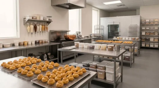 Organisation méthodique d'un laboratoire de pâtisserie professionnelle pour la production d'une grande pièce montée